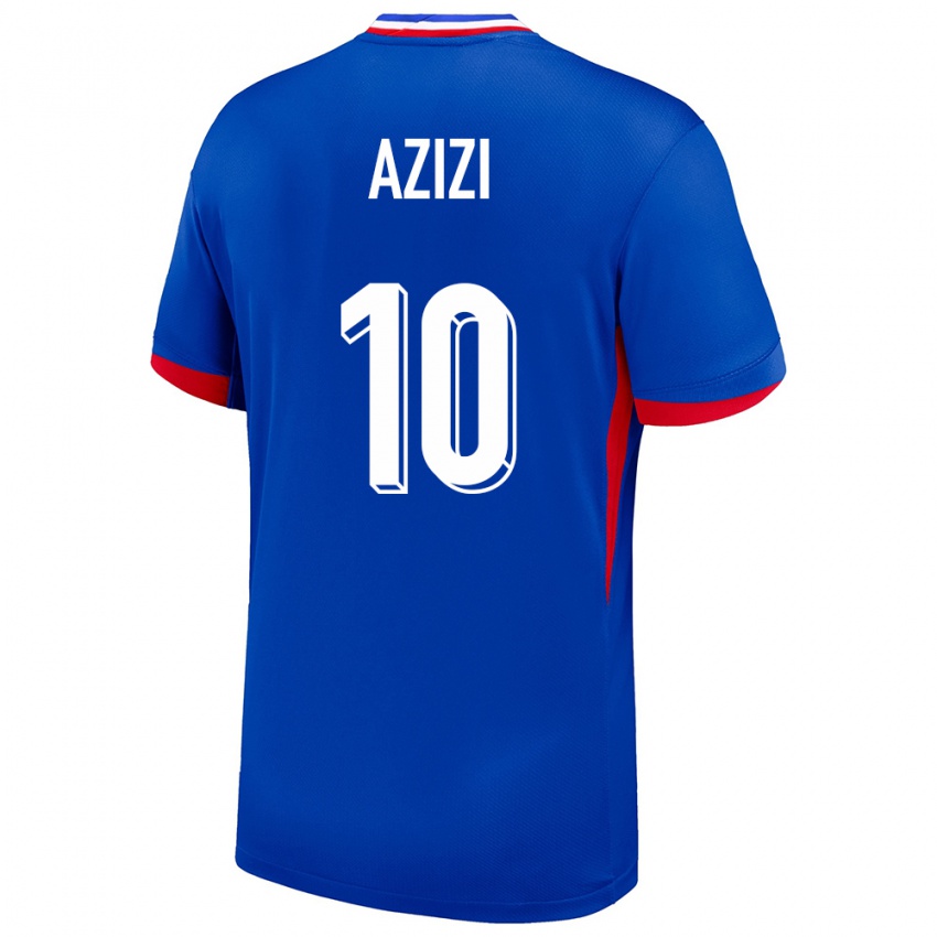 גברים צרפת Ilyas Azizi #10 כְּחוֹל ג'רזי ביתית 24-26 חולצה קצרה