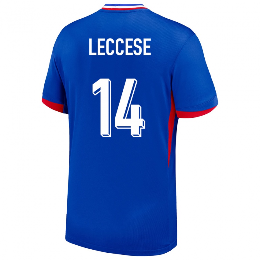 גברים צרפת Milan Leccese #14 כְּחוֹל ג'רזי ביתית 24-26 חולצה קצרה