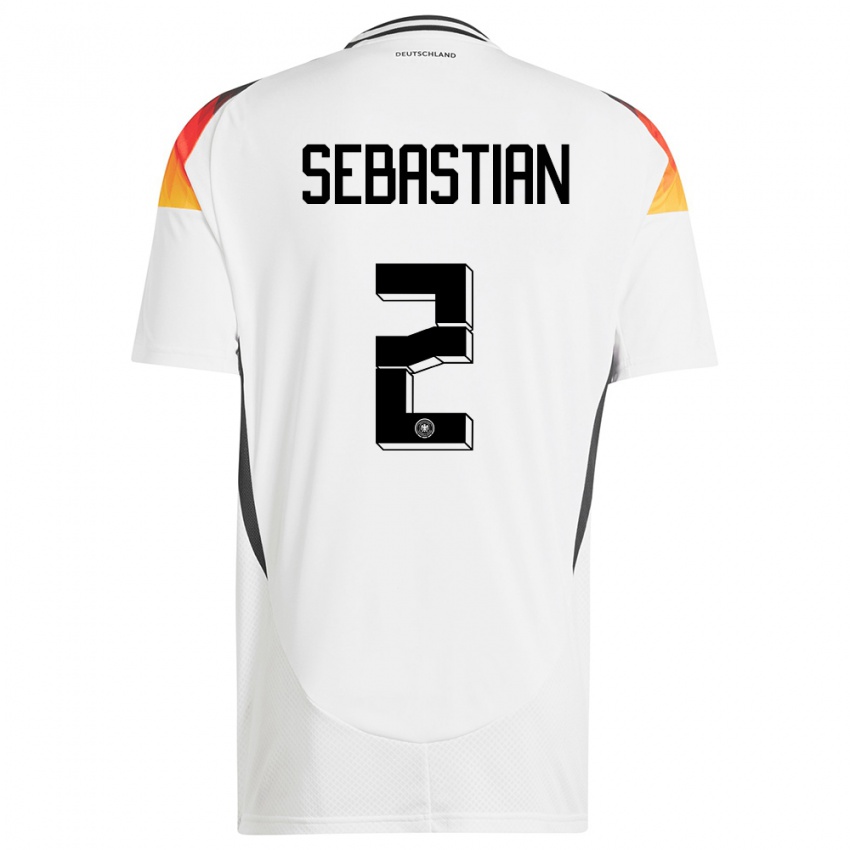 גברים גרמניה Jordy Sebastian #2 לבן ג'רזי ביתית 24-26 חולצה קצרה
