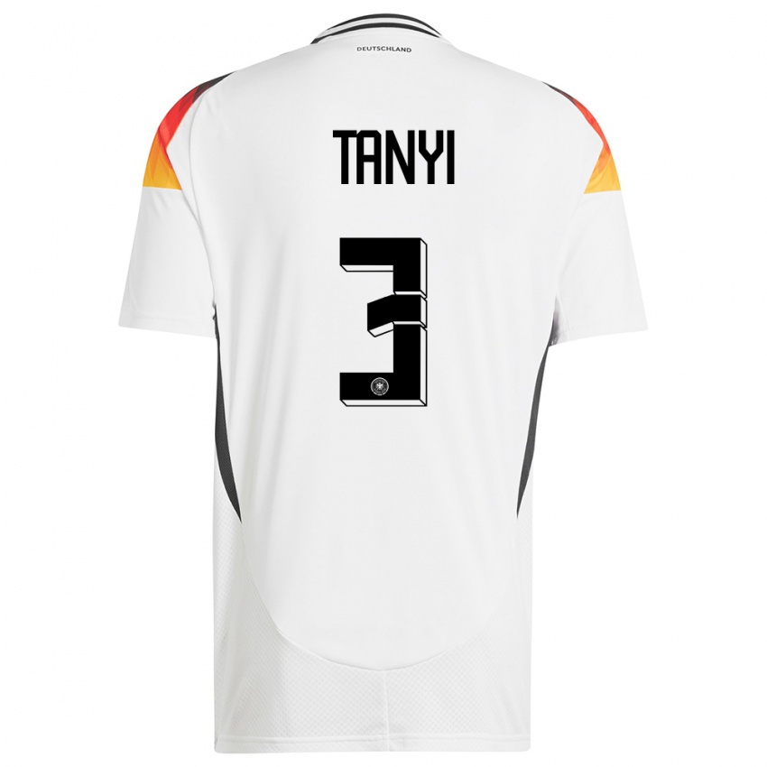 גברים גרמניה Paul Tanyi #3 לבן ג'רזי ביתית 24-26 חולצה קצרה