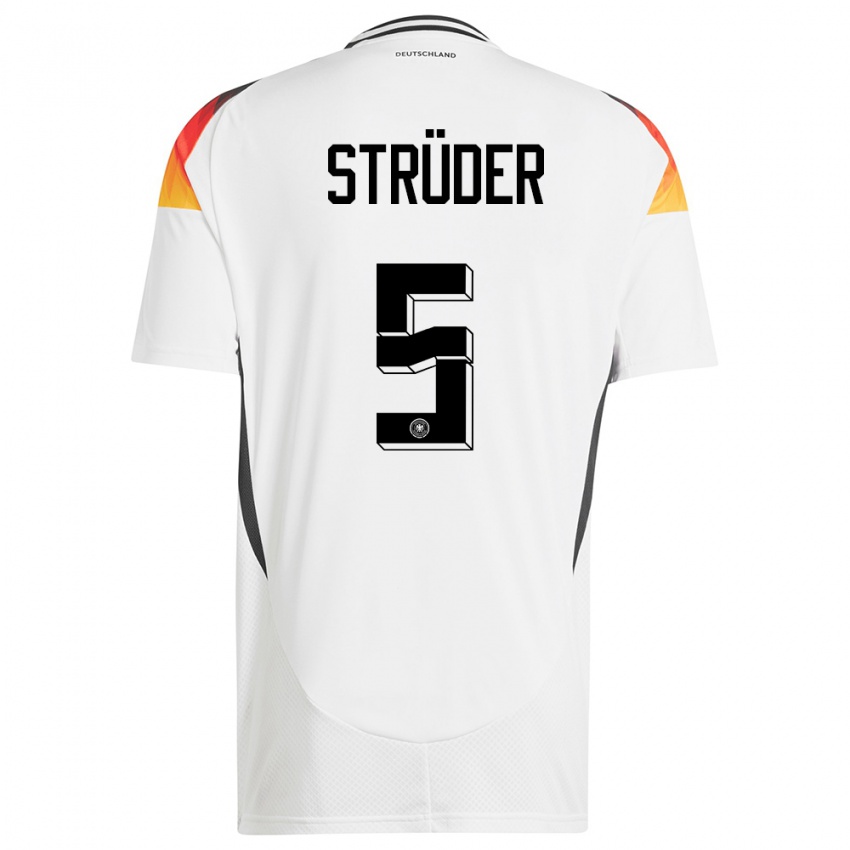 גברים גרמניה Mika Strüder #5 לבן ג'רזי ביתית 24-26 חולצה קצרה