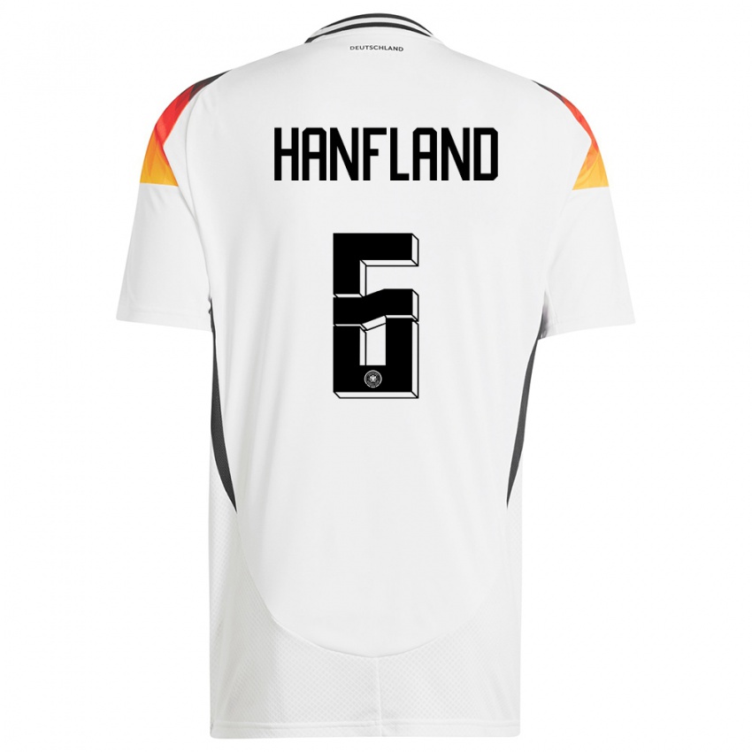 גברים גרמניה Paul Hanfland #6 לבן ג'רזי ביתית 24-26 חולצה קצרה
