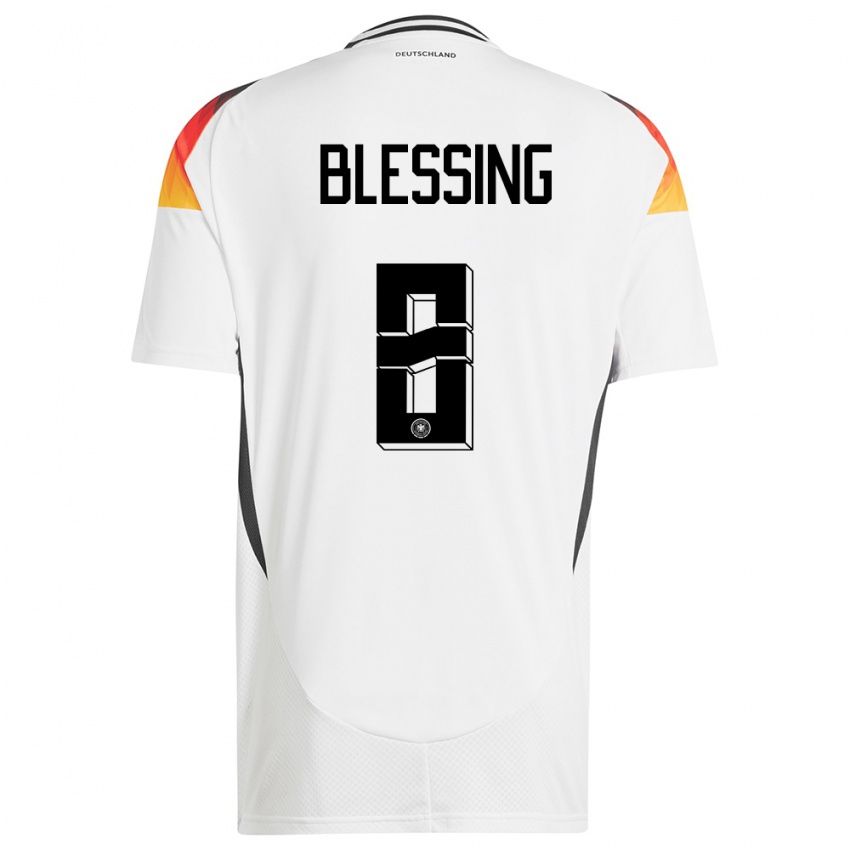 גברים גרמניה Èlisée Blessing #8 לבן ג'רזי ביתית 24-26 חולצה קצרה