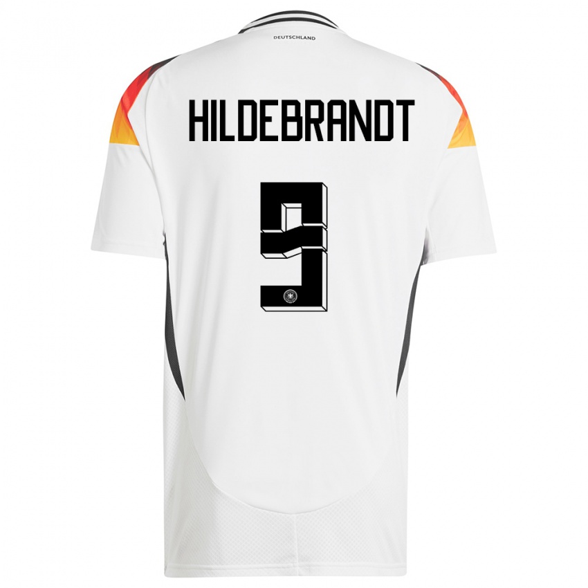 גברים גרמניה Niklas Hildebrandt #9 לבן ג'רזי ביתית 24-26 חולצה קצרה