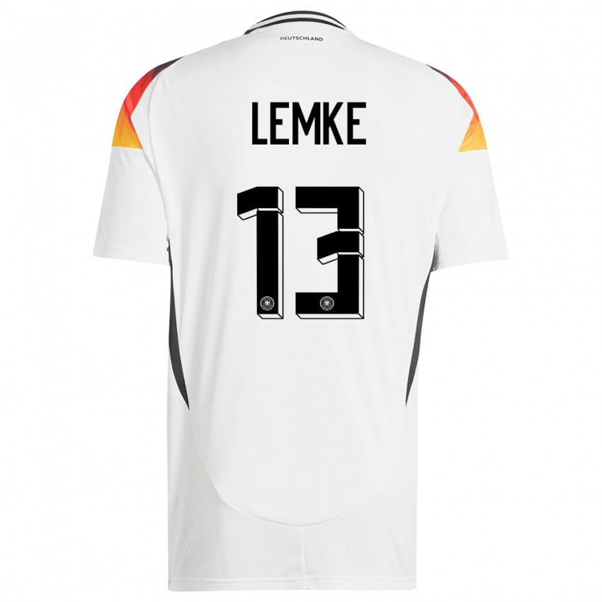 גברים גרמניה Louis Lemke #13 לבן ג'רזי ביתית 24-26 חולצה קצרה