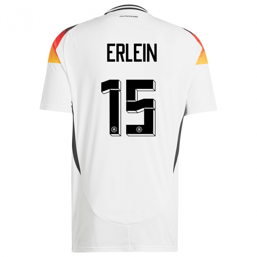 גברים גרמניה Luca Erlein #15 לבן ג'רזי ביתית 24-26 חולצה קצרה