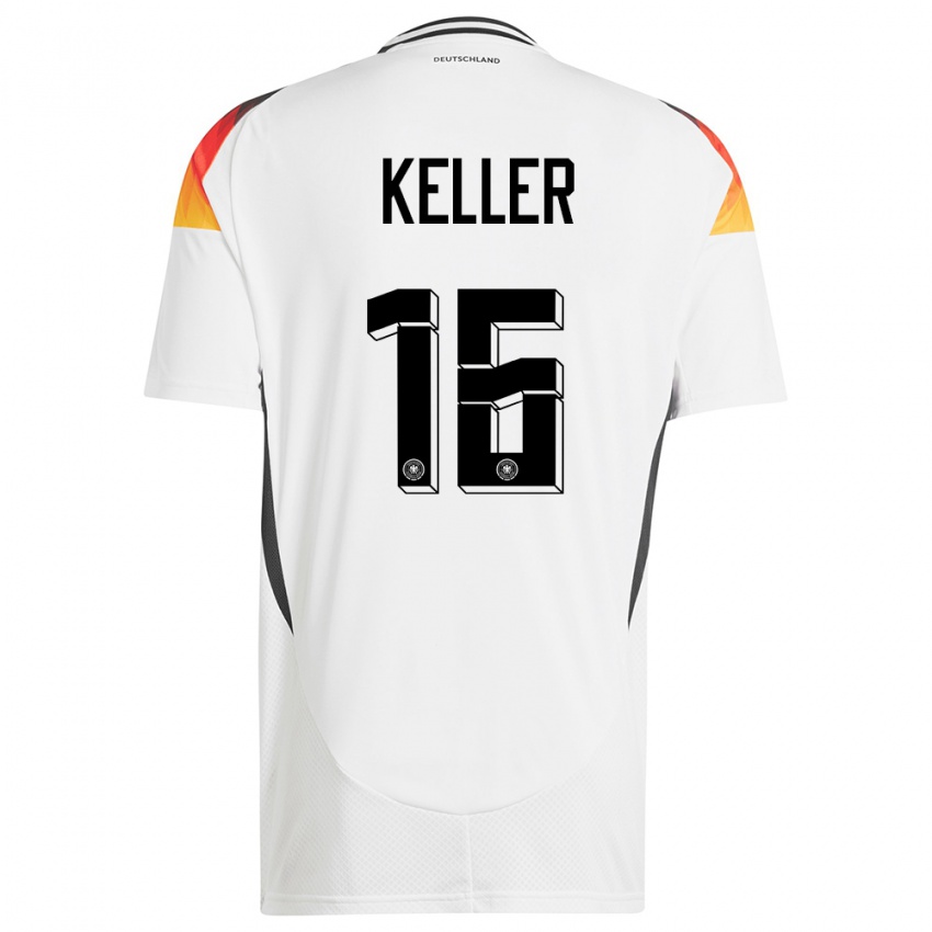 גברים גרמניה Noah Keller #16 לבן ג'רזי ביתית 24-26 חולצה קצרה