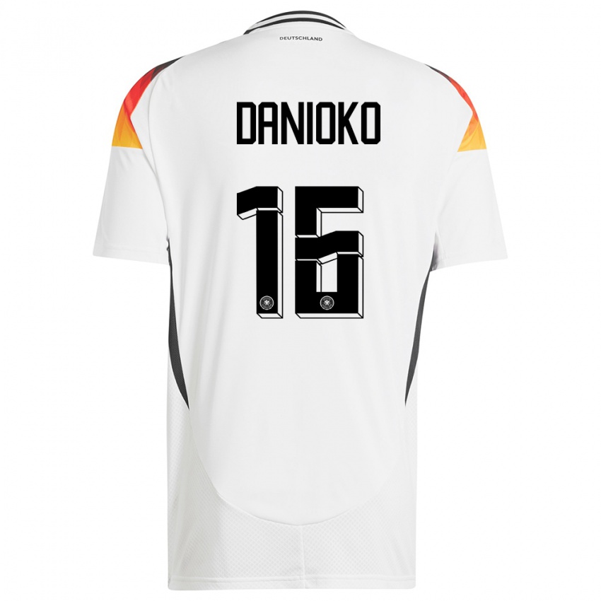גברים גרמניה Leeron Danioko #16 לבן ג'רזי ביתית 24-26 חולצה קצרה