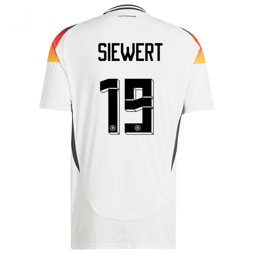 גברים גרמניה Joschua Siewert #19 לבן ג'רזי ביתית 24-26 חולצה קצרה