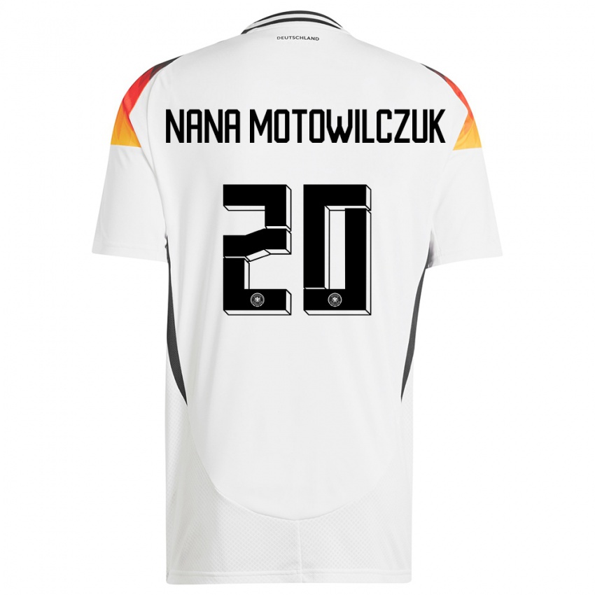 גברים גרמניה Kevin Nana Motowilczuk #20 לבן ג'רזי ביתית 24-26 חולצה קצרה