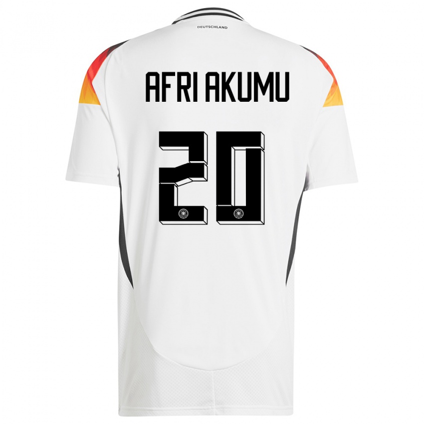 גברים גרמניה Maik Afri Akumu #20 לבן ג'רזי ביתית 24-26 חולצה קצרה