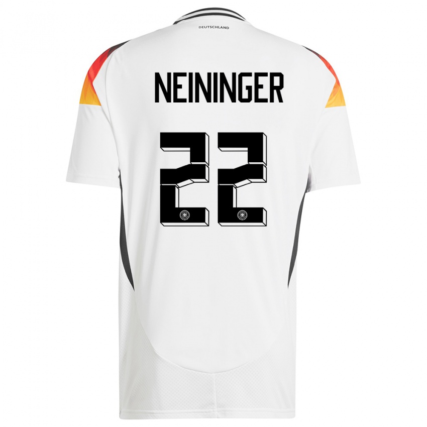גברים גרמניה Tim Neininger #22 לבן ג'רזי ביתית 24-26 חולצה קצרה