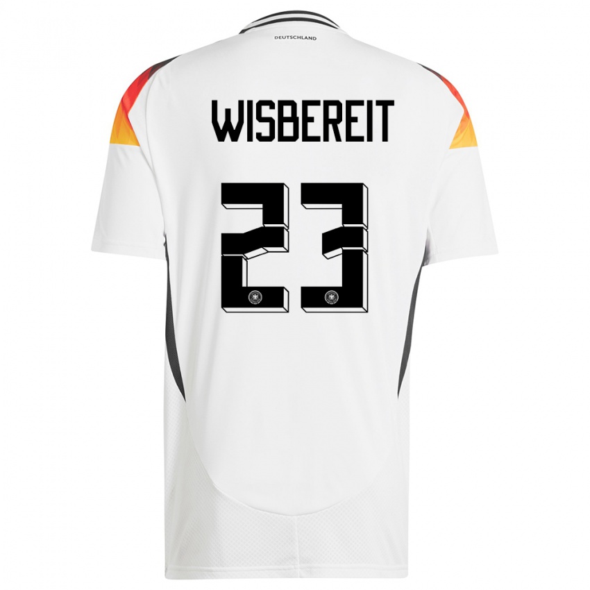 גברים גרמניה Tom Wisbereit #23 לבן ג'רזי ביתית 24-26 חולצה קצרה