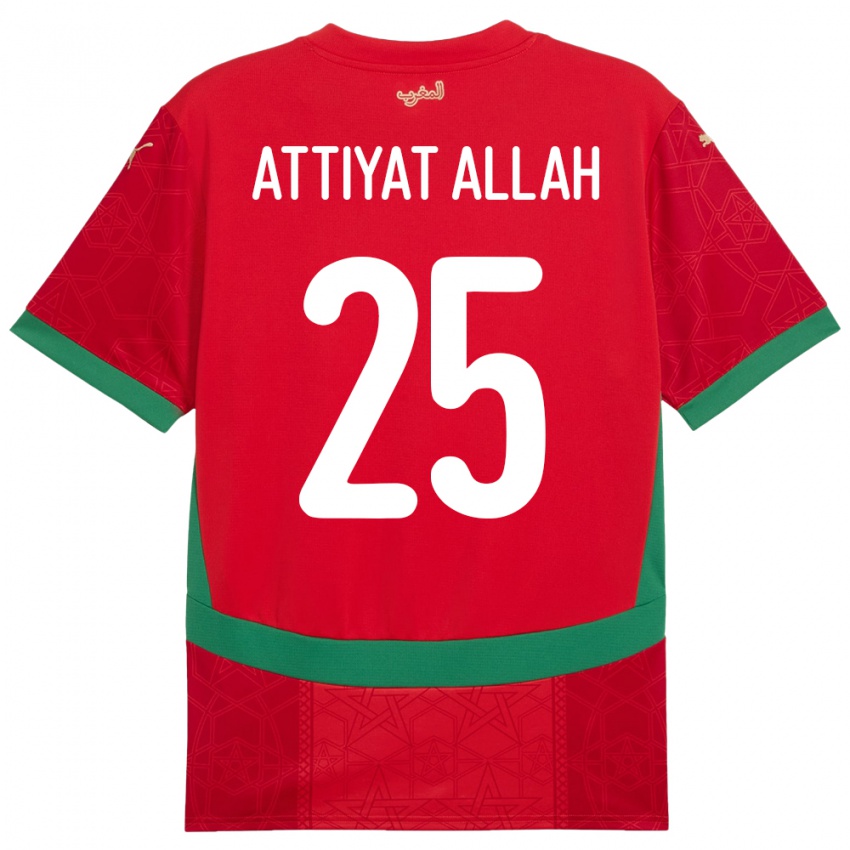 גברים מָרוֹקוֹ יחיא עטיית אללה #25 אָדוֹם ג'רזי ביתית 24-26 חולצה קצרה
