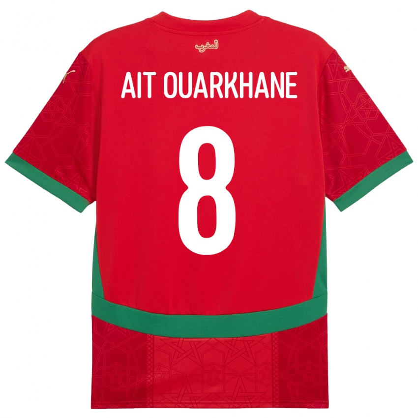 גברים מָרוֹקוֹ Khalid Aït Ouarkhane #8 אָדוֹם ג'רזי ביתית 24-26 חולצה קצרה