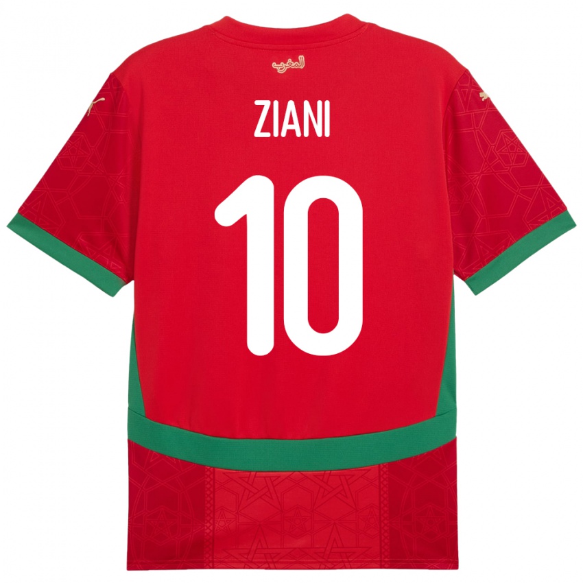 גברים מָרוֹקוֹ Ismael Ziani #10 אָדוֹם ג'רזי ביתית 24-26 חולצה קצרה