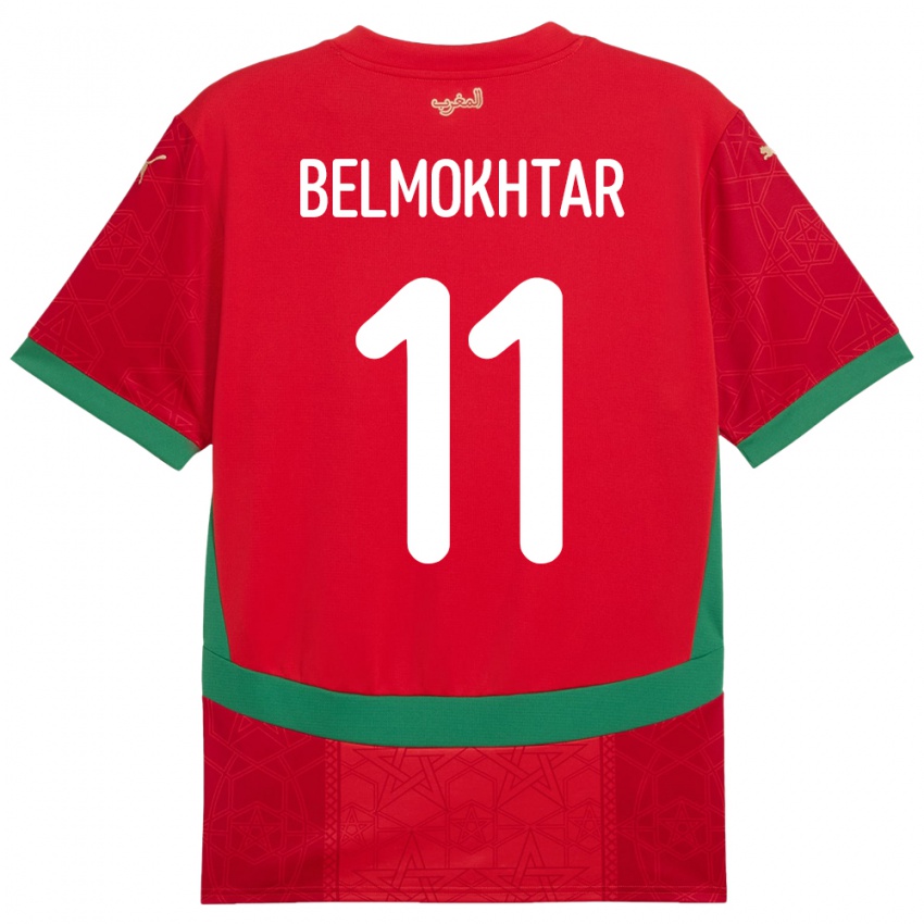 גברים מָרוֹקוֹ Ilies Belmokhtar #11 אָדוֹם ג'רזי ביתית 24-26 חולצה קצרה