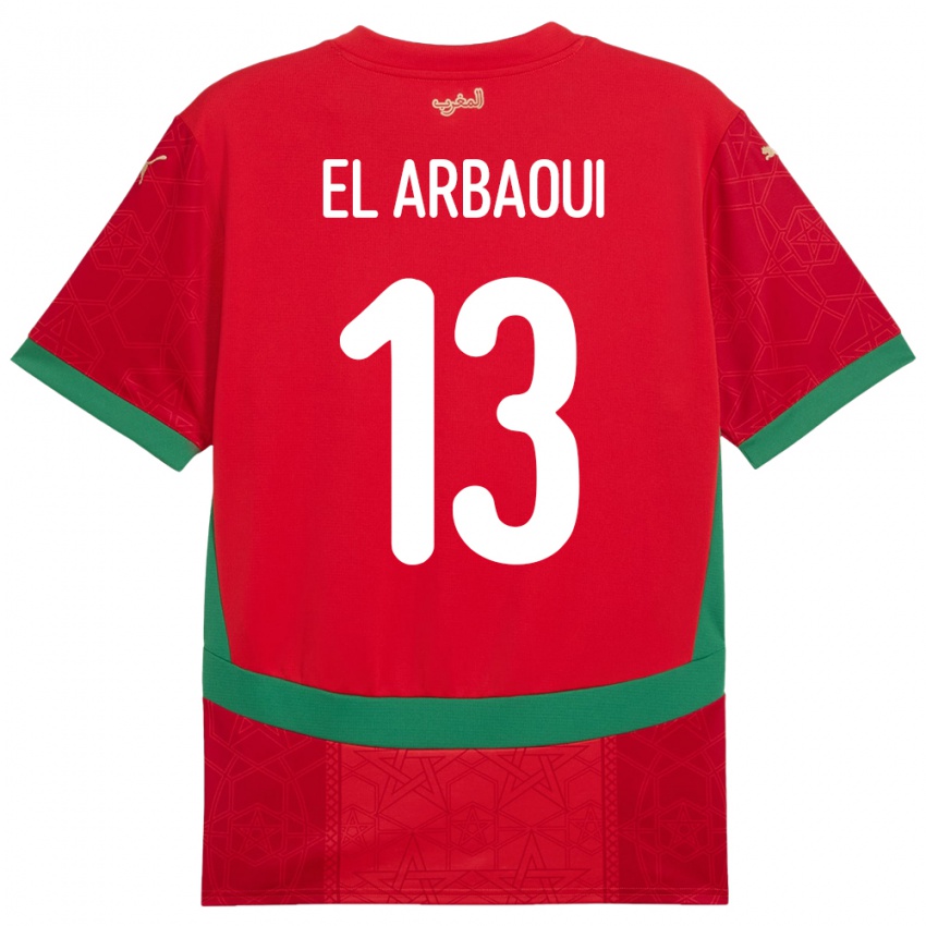 גברים מָרוֹקוֹ Ilyas El Arbaoui #13 אָדוֹם ג'רזי ביתית 24-26 חולצה קצרה