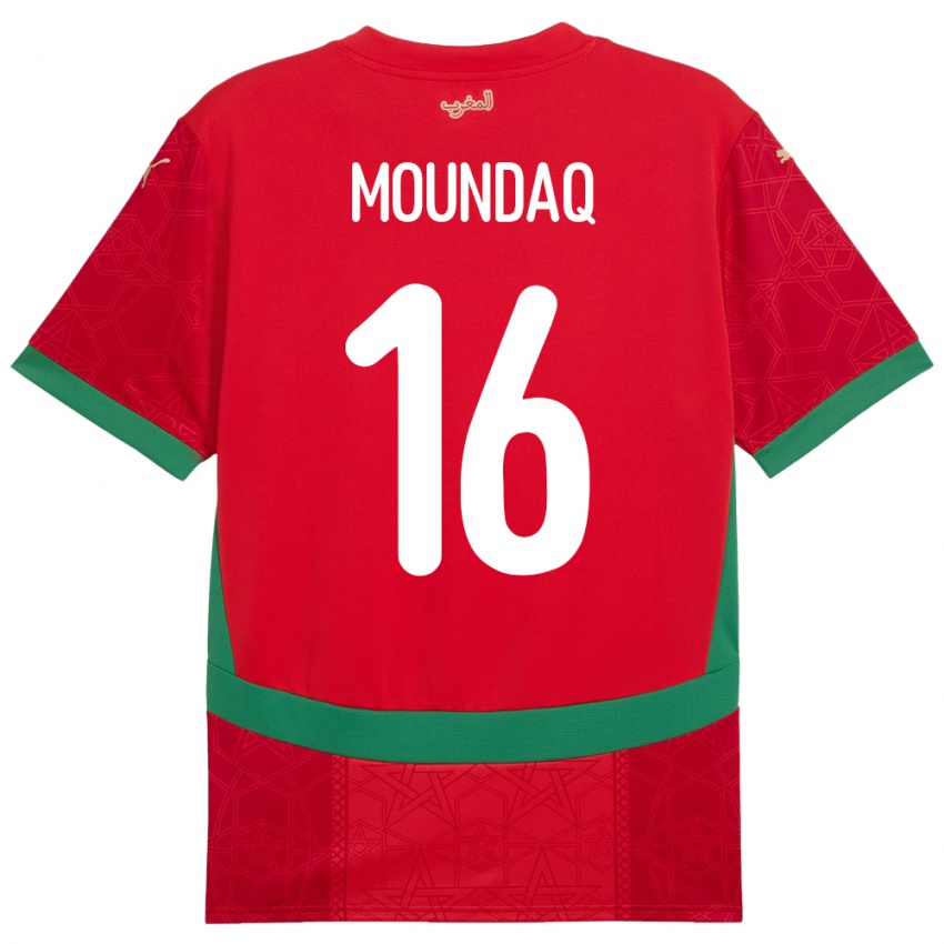גברים מָרוֹקוֹ Taha Moundaq #16 אָדוֹם ג'רזי ביתית 24-26 חולצה קצרה