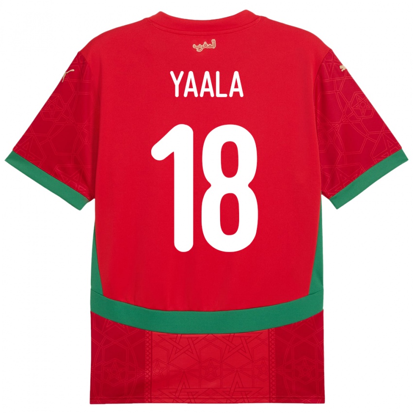 גברים מָרוֹקוֹ Rayan Yaala #18 אָדוֹם ג'רזי ביתית 24-26 חולצה קצרה