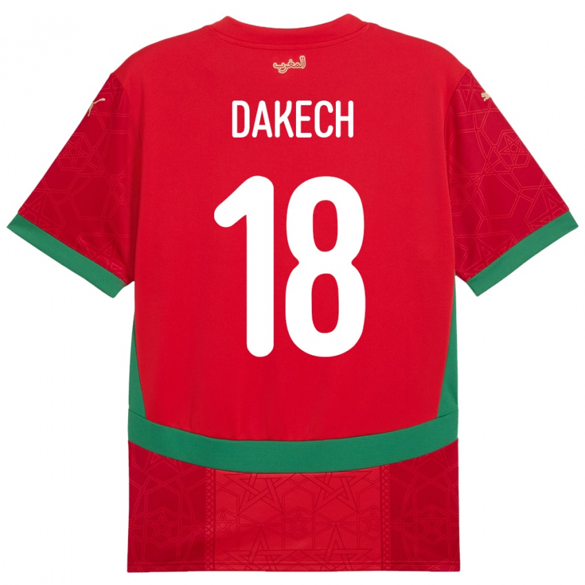 גברים מָרוֹקוֹ Imran Dakech #18 אָדוֹם ג'רזי ביתית 24-26 חולצה קצרה