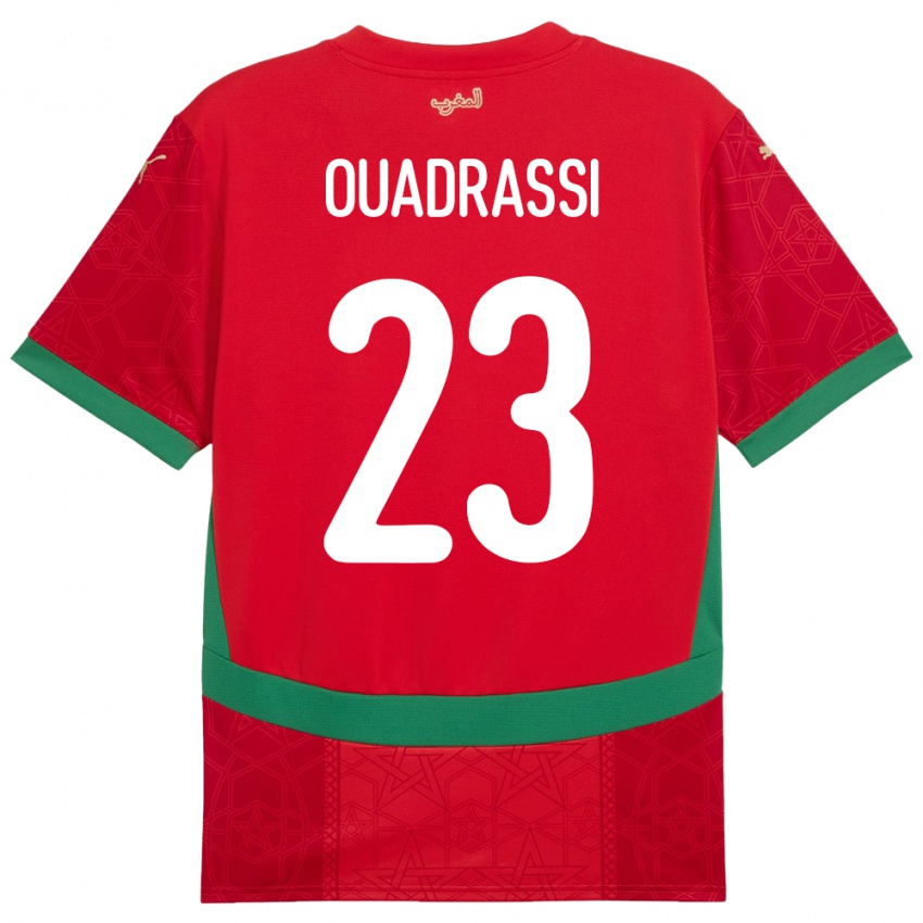 גברים מָרוֹקוֹ Dalil Ouadrassi #23 אָדוֹם ג'רזי ביתית 24-26 חולצה קצרה