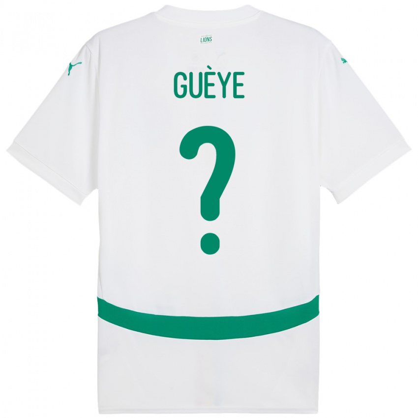 גברים סנגל Mouhamed Guèye #0 לָבָן ג'רזי ביתית 24-26 חולצה קצרה
