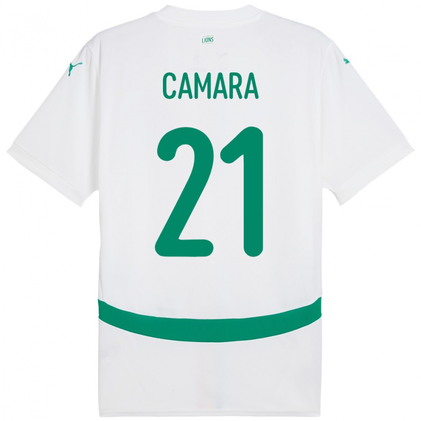 גברים סנגל Mamadou Camara #21 לָבָן ג'רזי ביתית 24-26 חולצה קצרה