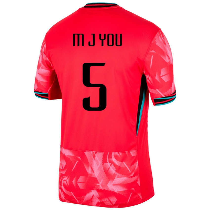 גברים דרום קוריאה Min-Jun You #5 אָדוֹם ג'רזי ביתית 24-26 חולצה קצרה