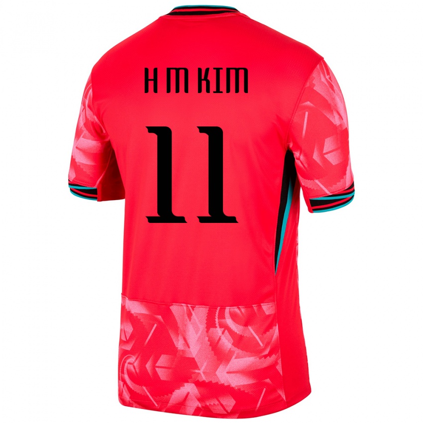 גברים דרום קוריאה Hyun-Min Kim #11 אָדוֹם ג'רזי ביתית 24-26 חולצה קצרה