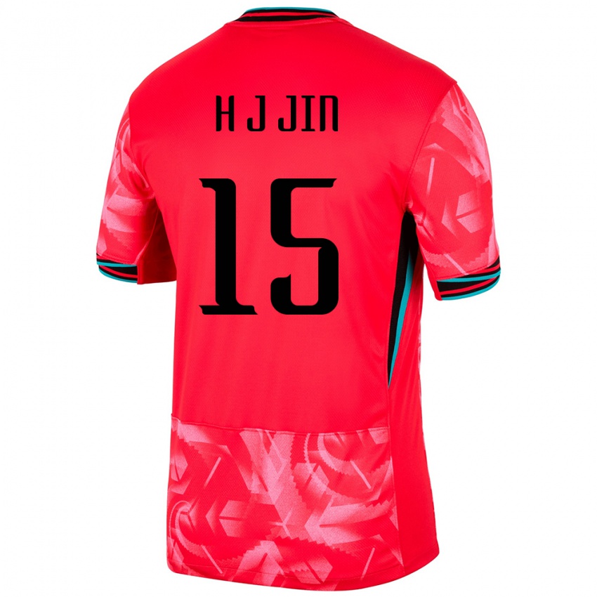 גברים דרום קוריאה Jun-Ho Jin #15 אָדוֹם ג'רזי ביתית 24-26 חולצה קצרה