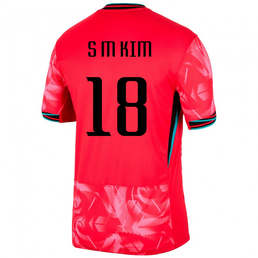 גברים דרום קוריאה Min-Sung Kim #18 אָדוֹם ג'רזי ביתית 24-26 חולצה קצרה
