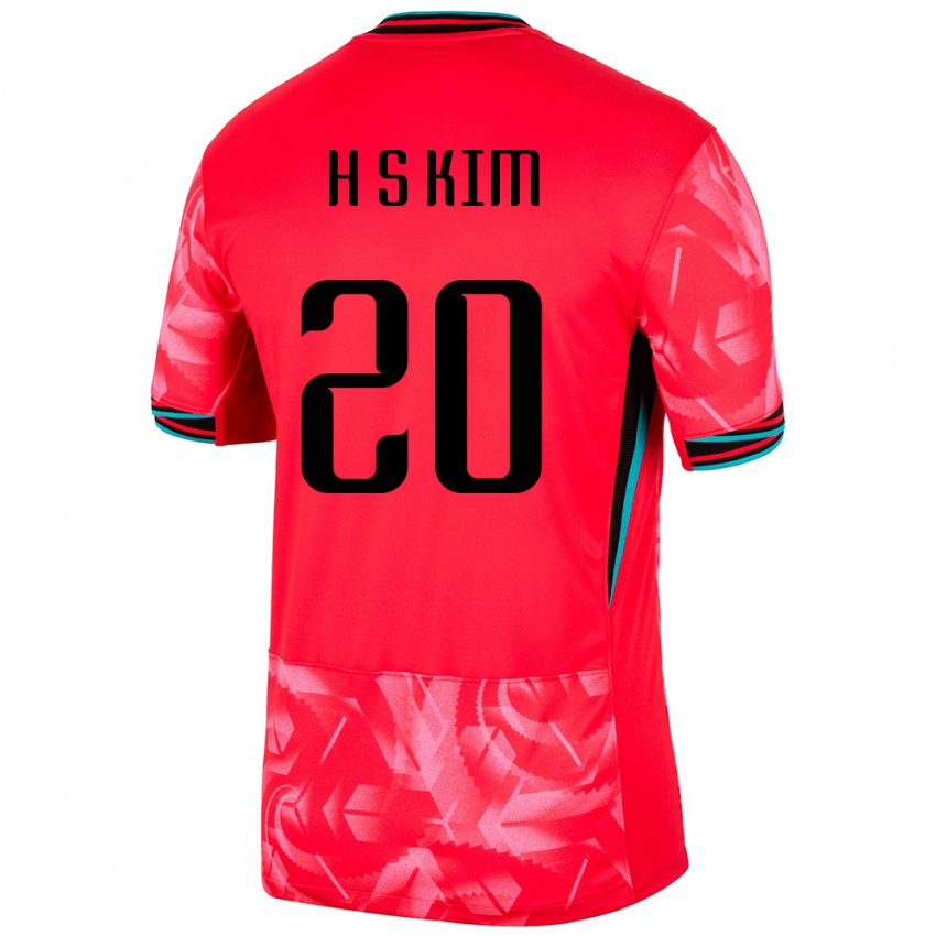 גברים דרום קוריאה Su-Hyung Kim #20 אָדוֹם ג'רזי ביתית 24-26 חולצה קצרה