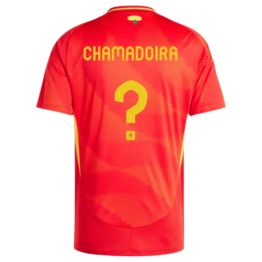 גברים ספרד Hugo Chamadoira #0 אָדוֹם ג'רזי ביתית 24-26 חולצה קצרה