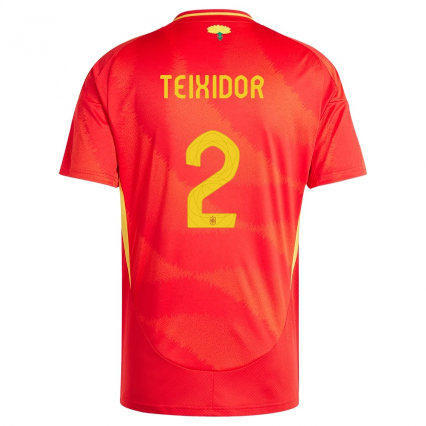 גברים ספרד Nil Teixidor #2 אָדוֹם ג'רזי ביתית 24-26 חולצה קצרה