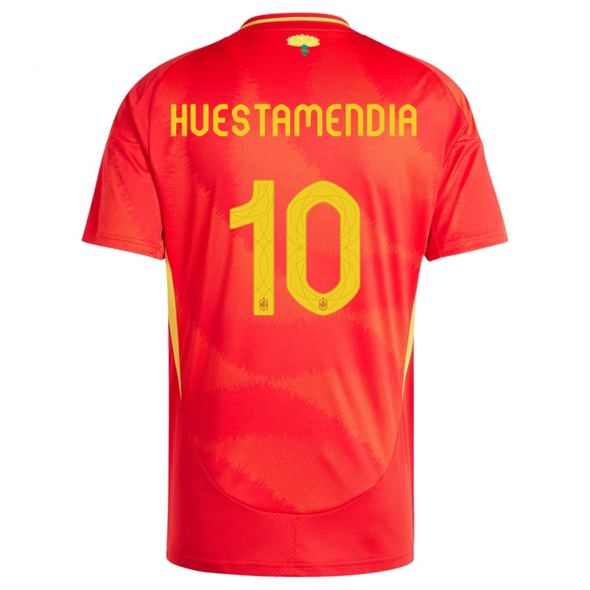 גברים ספרד Peio Huestamendia #10 אָדוֹם ג'רזי ביתית 24-26 חולצה קצרה