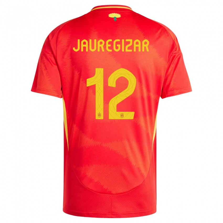 גברים ספרד Mikel Jauregizar #12 אָדוֹם ג'רזי ביתית 24-26 חולצה קצרה