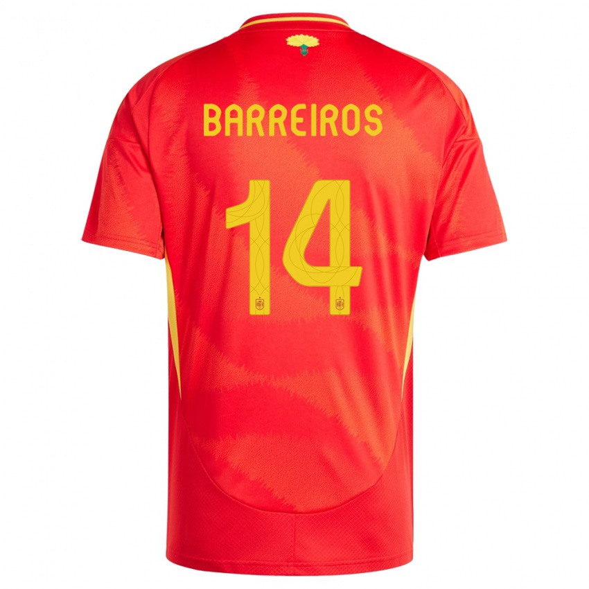 גברים ספרד Iago Barreiros #14 אָדוֹם ג'רזי ביתית 24-26 חולצה קצרה