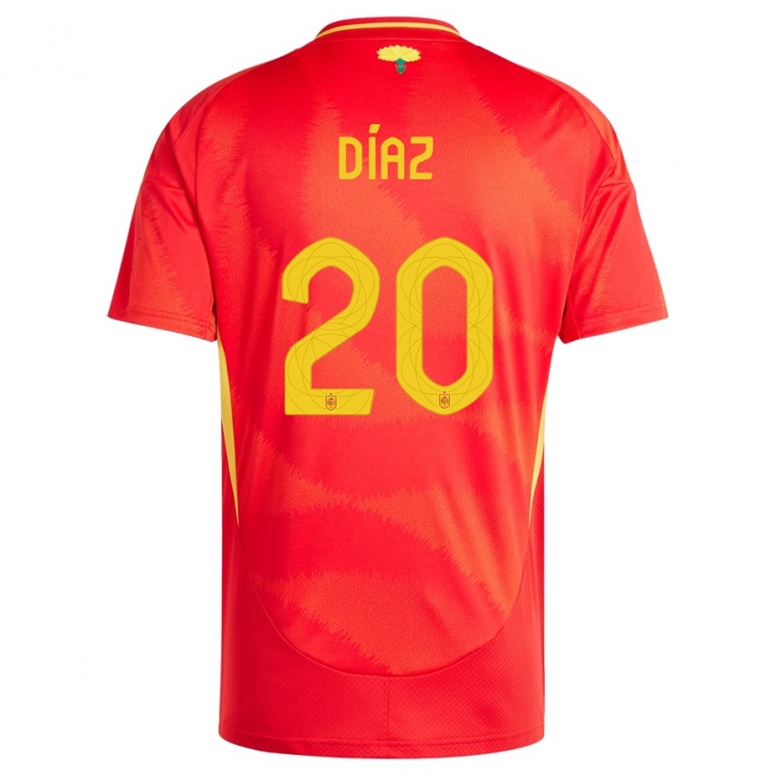 גברים ספרד Mario Díaz #20 אָדוֹם ג'רזי ביתית 24-26 חולצה קצרה