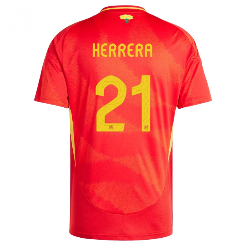 גברים ספרד Iker Herrera #21 אָדוֹם ג'רזי ביתית 24-26 חולצה קצרה