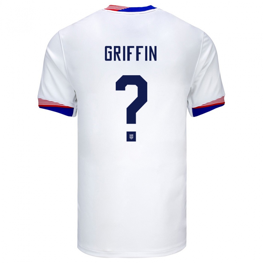 גברים ארצות הברית Jordan Griffin #0 לבן ג'רזי ביתית 24-26 חולצה קצרה