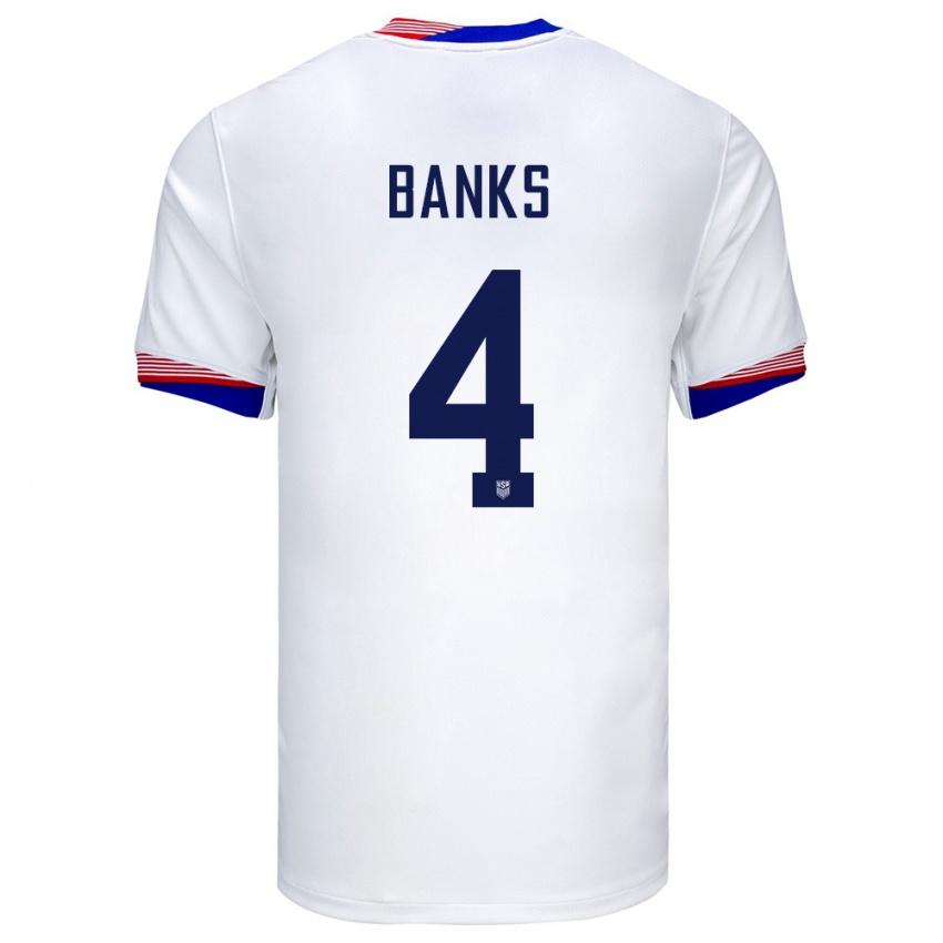 גברים ארצות הברית Noahkai Banks #4 לבן ג'רזי ביתית 24-26 חולצה קצרה