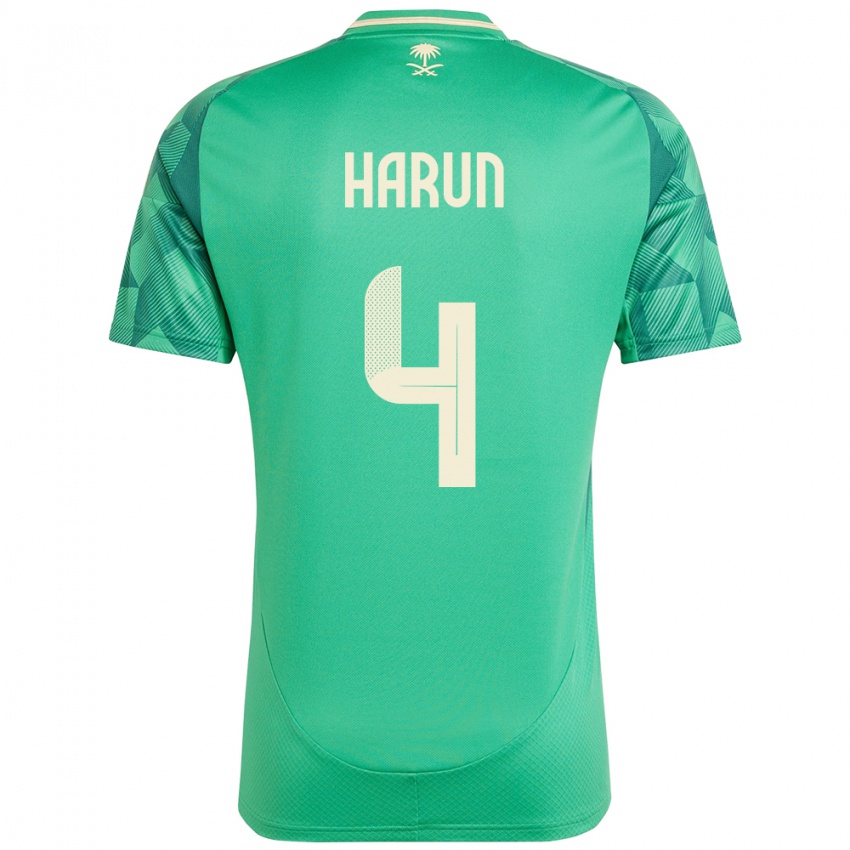גברים ערב הסעודית Saud Harun #4 יָרוֹק ג'רזי ביתית 24-26 חולצה קצרה