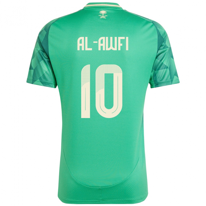 גברים ערב הסעודית Al-Walid Al-Awfi #10 יָרוֹק ג'רזי ביתית 24-26 חולצה קצרה
