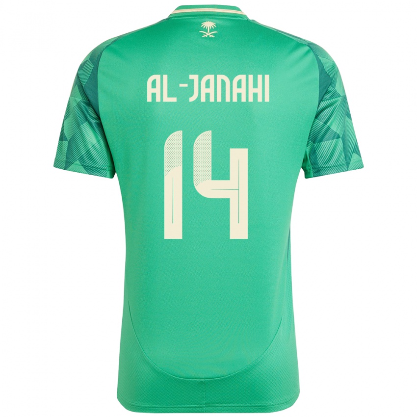גברים ערב הסעודית Nawaf Al-Janahi #14 יָרוֹק ג'רזי ביתית 24-26 חולצה קצרה