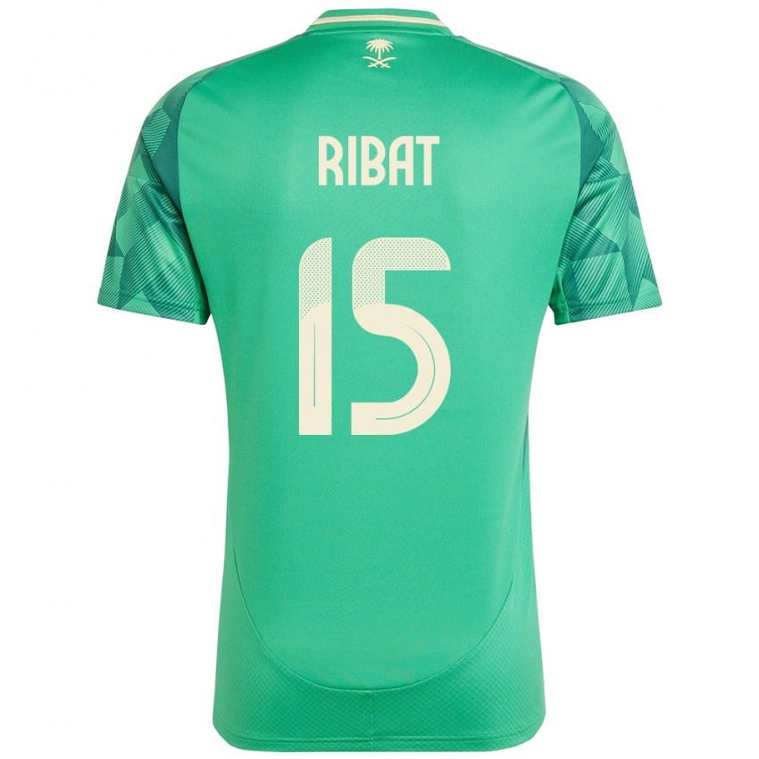 גברים ערב הסעודית Abdulaziz Ribat #15 יָרוֹק ג'רזי ביתית 24-26 חולצה קצרה