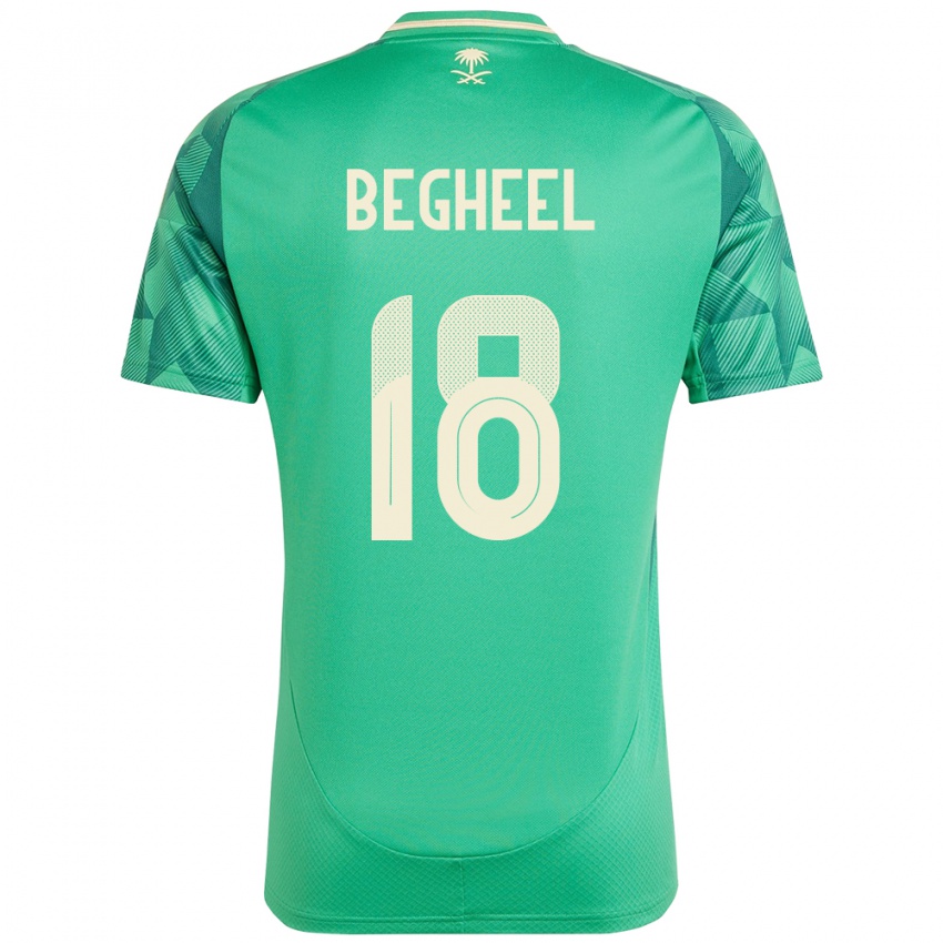 גברים ערב הסעודית Qasem Begheel #18 יָרוֹק ג'רזי ביתית 24-26 חולצה קצרה