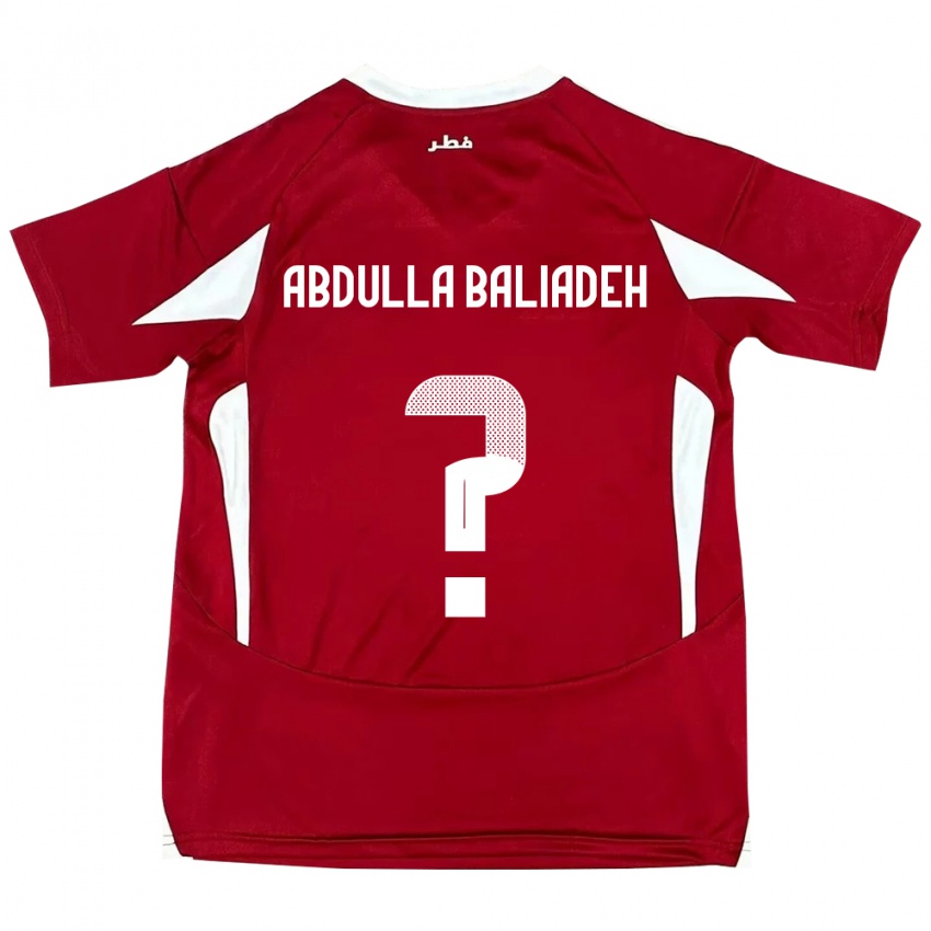 גברים קטאר Yousef Abdulla Baliadeh #0 אָדוֹם ג'רזי ביתית 24-26 חולצה קצרה