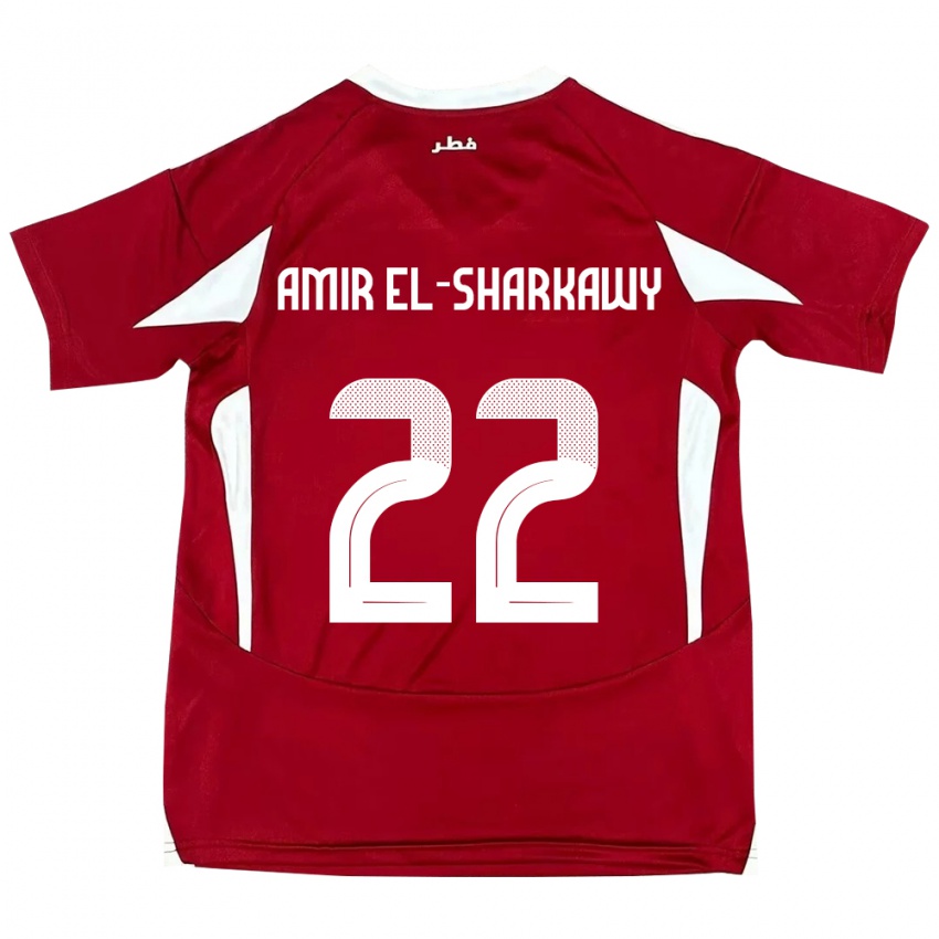 גברים קטאר Galal Amir El-Sharkawy #22 אָדוֹם ג'רזי ביתית 24-26 חולצה קצרה