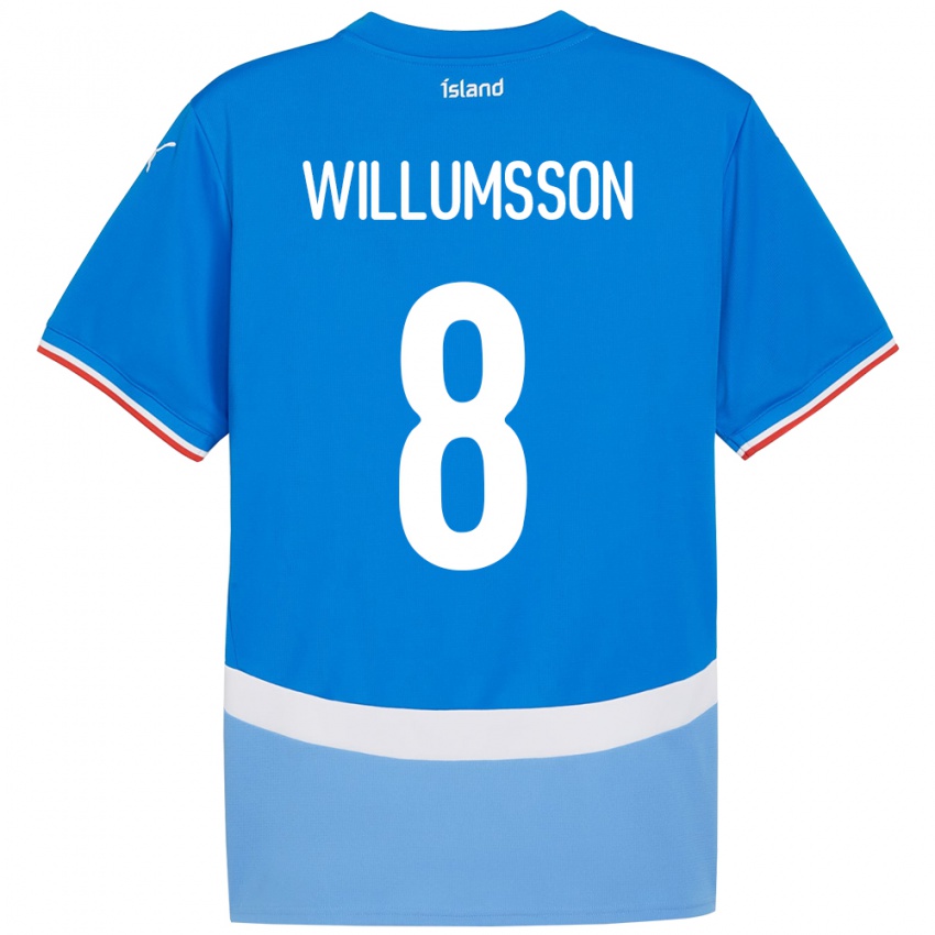 גברים אִיסלַנד Brynjólfur Andersen Willumsson #8 כְּחוֹל ג'רזי ביתית 24-26 חולצה קצרה